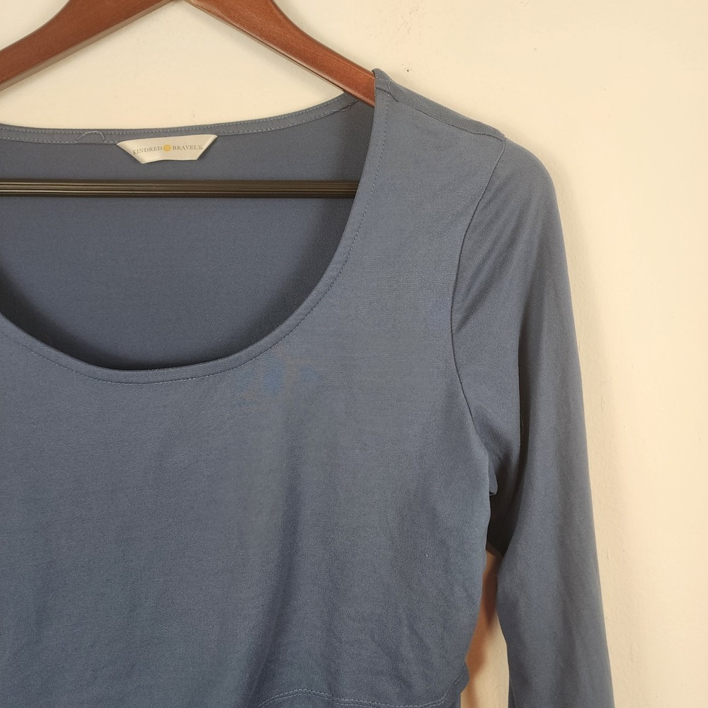 Kindred Bravely Maternity Nursing Open Front Blue Long Sleeve Shirt Women Medium - Picture 3 of 6
